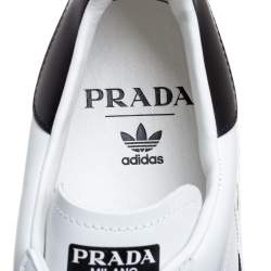 Pre Owned Prada x Adidas White/Black Leather Superstar Low Top Sneakers Size 45 1/3