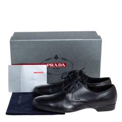 Prada Black Leather Lace Up Derby Size 41