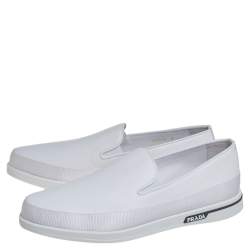 Pre Owned Prada Saint Tropez White Leather Slip-On Sneakers Size 43