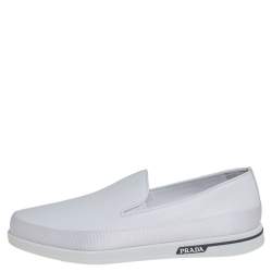 Pre Owned Prada Saint Tropez White Leather Slip-On Sneakers Size 43