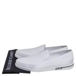 Pre Owned Prada Saint Tropez White Leather Slip-On Sneakers Size 43