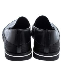 Pre Owned Prada Saint Tropez Black Leather Slip-On Sneakers Size 43