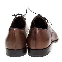 Pre Owned حذا ء ديربى برادا أربطة جلد بنى مقاس 41 