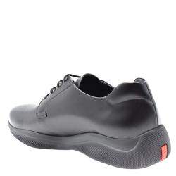 Prada Black Brushed Leather Toblach Sneakers Size EU 43