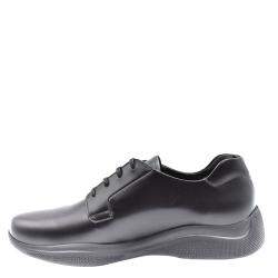 Prada Black Brushed Leather Toblach Sneakers Size EU 43