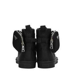 Prada Black Wheel Re-Nylon Gabardine high-top Sneakers Size EU 42 UK 8