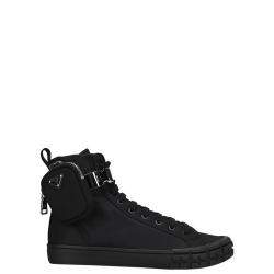 Prada Black Wheel Re-Nylon Gabardine high-top Sneakers Size EU 42 UK 8