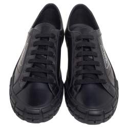 Prada Black Leather Low Top Sneakers Size 44