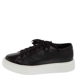 Pre Owned Prada Black Leather Low Top Sneakers Size 41