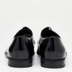 Pre Owned Prada Black Leather Lace Up Oxfords Size 41.5