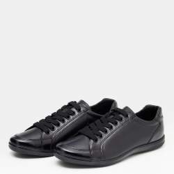 Prada Black Leather Low Top Sneakers Size 41