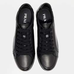 Prada Black Leather Low Top Sneakers Size 41