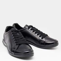 Prada Black Leather Low Top Sneakers Size 41