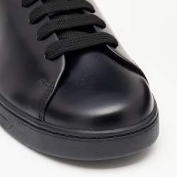 Pre Owned حذاء رياضي برادا جلد أسود بعنق قصير مقاس 41.5