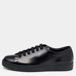 Prada Black Leather Lace Up Sneakers Size 41