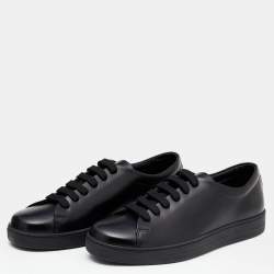 Prada Black Leather Lace Up Sneakers Size 41