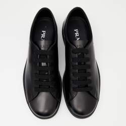 Prada Black Leather Lace Up Sneakers Size 41