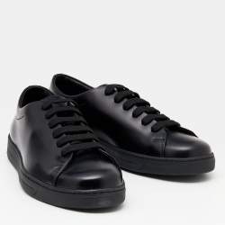 Prada Black Leather Lace Up Sneakers Size 41