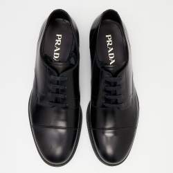 Prada Black Leather Lace Up Oxfords Size 41