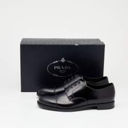Prada Black Leather Lace Up Oxfords Size 41