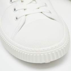  Prada White Leather And Canvas Lace Up sneakers Size 44.5