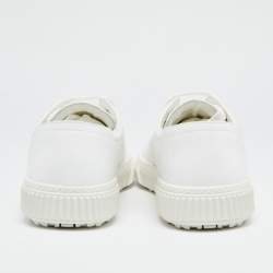  Prada White Leather And Canvas Lace Up sneakers Size 44.5