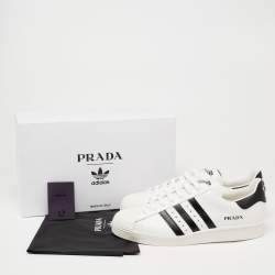Prada x Adidas White/Black Leather Superstar Low Top Sneakers  Size 44.5