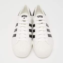 Prada x Adidas White/Black Leather Superstar Low Top Sneakers  Size 44.5