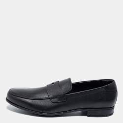 Pre Owned Prada Black Saffiano Leather Penny Slip On Loafers Size 43.5
