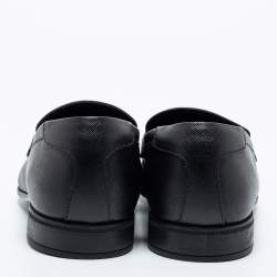 Pre Owned Prada Black Saffiano Leather Penny Slip On Loafers Size 43.5