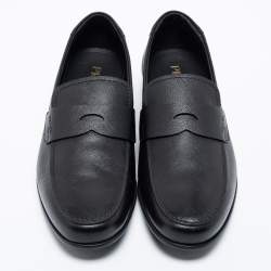 Pre Owned Prada Black Saffiano Leather Penny Slip On Loafers Size 43.5