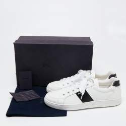 Pre Owned Prada White/Black Leather Low Top Sneakers  Size 44.5