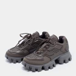 Prada Grey Knit Fabric and Rubber Cloudbust Thunder Sneakers Size 42.5