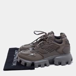 Prada Grey Knit Fabric and Rubber Cloudbust Thunder Sneakers Size 42.5