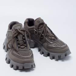 Prada Grey Knit Fabric and Rubber Cloudbust Thunder Sneakers Size 42.5