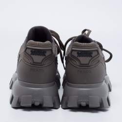 Prada Grey Knit Fabric and Rubber Cloudbust Thunder Sneakers Size 42.5
