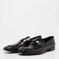 Prada Black Leather Slip On Loafers Size 42