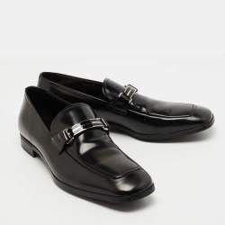 Prada Black Leather Slip On Loafers Size 42
