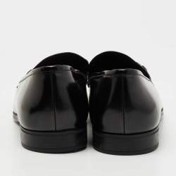 Prada Black Leather Slip On Loafers Size 42