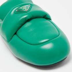 Prada Green Leather Sabots Mule Size 38