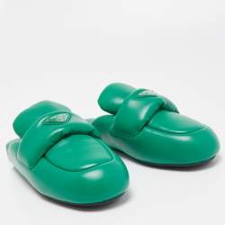 Prada Green Leather Sabots Mule Size 38