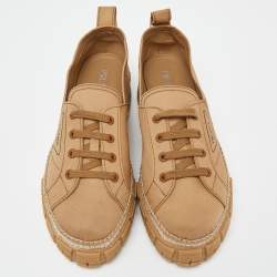 Prada Brown Canvas Low Top Sneakers Size 44