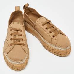 Prada Brown Canvas Low Top Sneakers Size 44