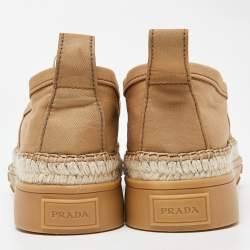 Prada Brown Canvas Low Top Sneakers Size 44