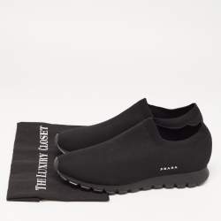 Prada Black Knit Fabric Slip On Sneakers Size 42