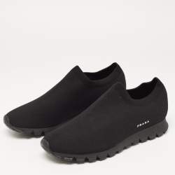 Prada Black Knit Fabric Slip On Sneakers Size 42
