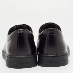 Prada Black Leather Lace Up Sneakers Size 39.5