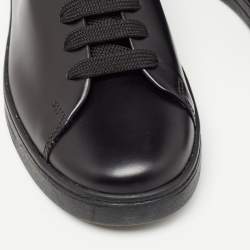 Prada Black Leather Lace Up Sneakers Size 39.5