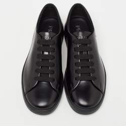 Prada Black Leather Lace Up Sneakers Size 39.5