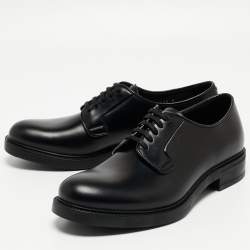 Pre Owned Prada Black Leather Lace Up Derby Size 40